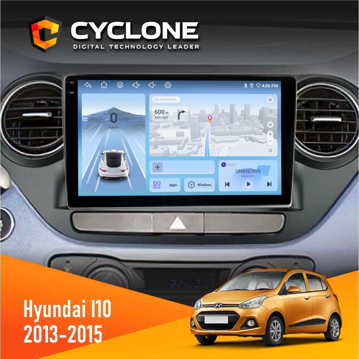 Штатна магнітола Hyundai I10 2013-2015 Cyclone C9-012 4x64 DSP 4G Штатна магнітола Hyundai I10 2013 2015