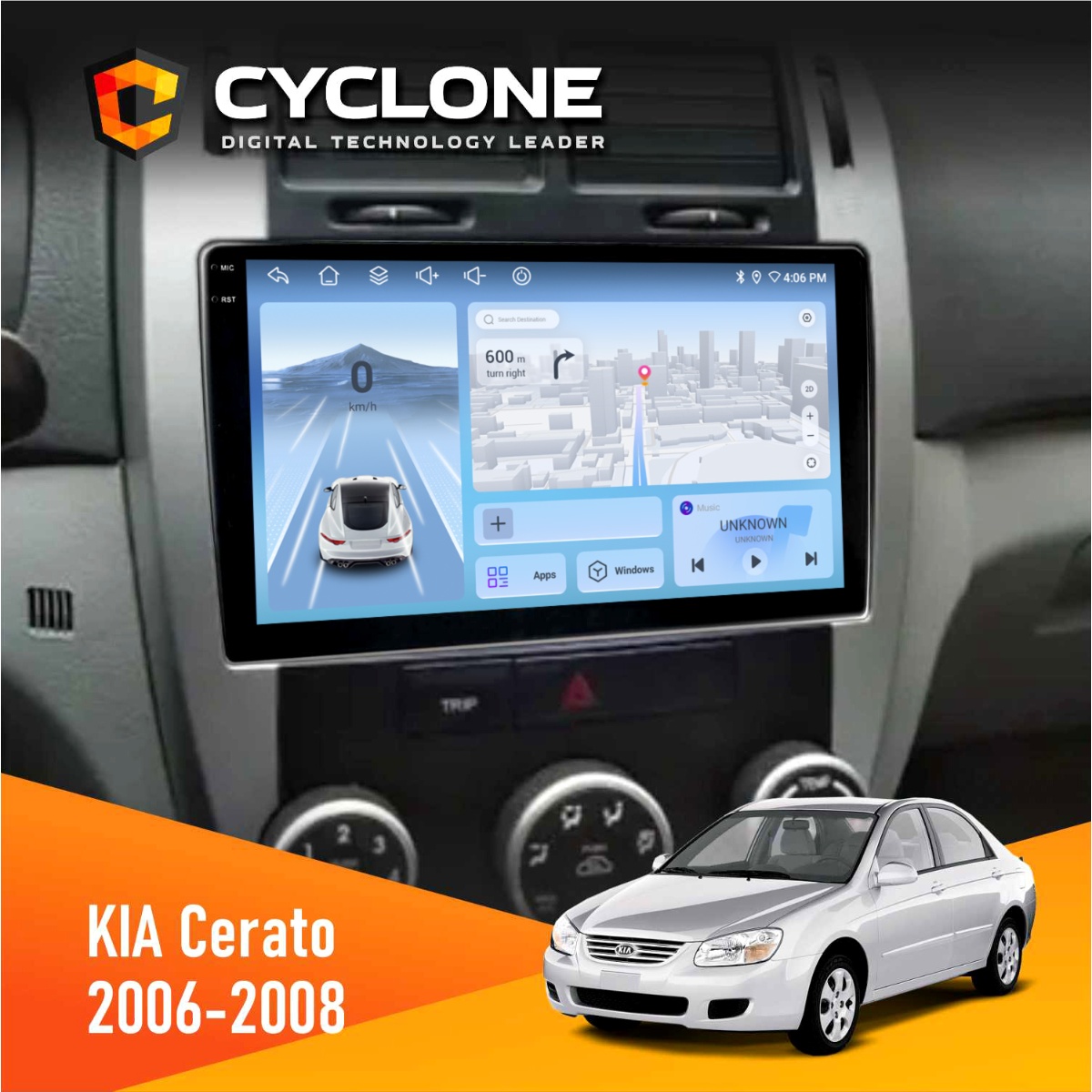 Штатна магнітола KIA Cerato 2006-2008 Conditioner Cyclone C9-012 4x64 DSP 4G Штатна магнітола KIA Cerato 2006 2008