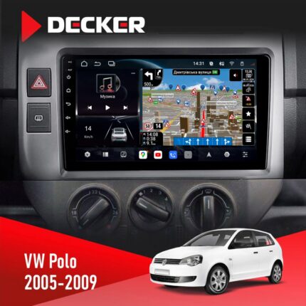 Штатна магнітола Volkswagen Polo 2005-2009 Decker D9-011 4x64 DSP 4G 360 на посадковому місці панелі
