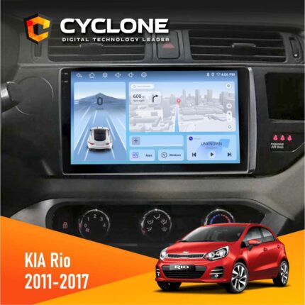 Штатна магнітола KIA Rio Cyclone на панелі авто