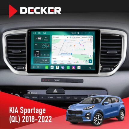 Штатна магнітола Kia Sportage 4 Decker D9-004 на передній панелі авто