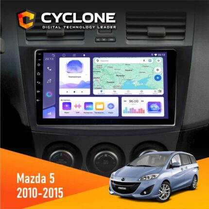 Штатна магнітола Mazda 5 Cyclone C9-011 на панелі авто