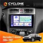 Штатна магнітола Mercedes Benz W203 Cyclone C9-011 на передній панелі