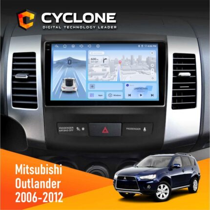 Штатна магнітола Mitsubishi Outlander XL Cyclone C9-012 на панелі автомобіля