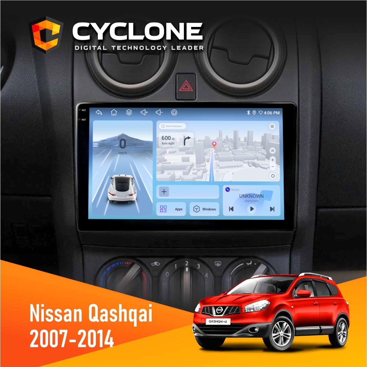 Штатна магнітола Nissan Qashqai 2007-2014 Cyclone C9-012 4x64 DSP 4G Штатна магнітола Nissan Qashqai