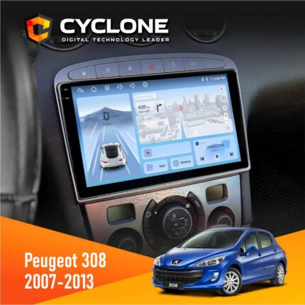 Штатна магнітола Peugeot 308 2007-2013 Silver Cyclone C9-012 4x64 DSP 4G