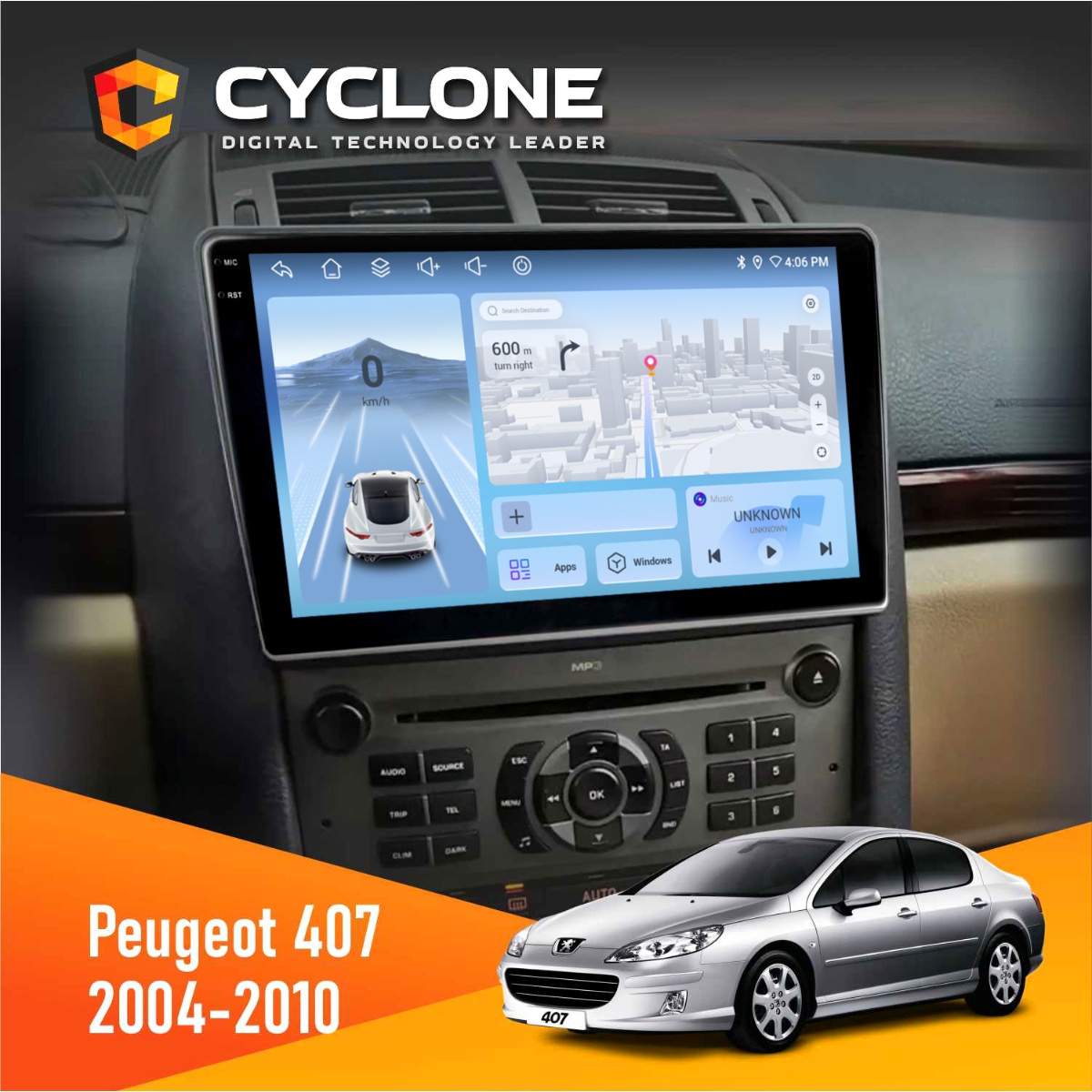 Штатна магнітола Peugeot 407 2004-2010 Cyclone C9-012 4x64 DSP 4G Штатна магнітола Peugeot 407 2004-2010 Cyclone C9-012 4x64 DSP 4G