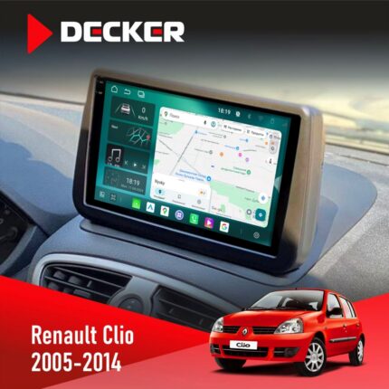 Штатна магнітола Renault Clio 2005-2014 Decker D9-004 з екраном QLED 2K
