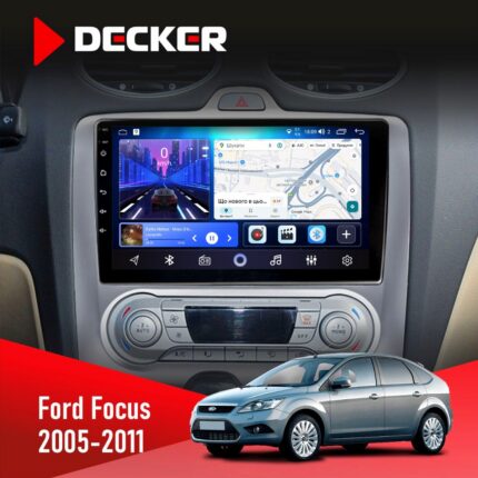Штатна магнітола Ford Focus 2 Decker D9-006 на передній панелі авто