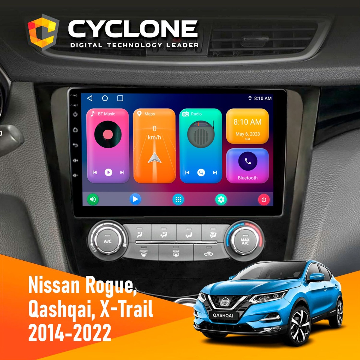 Штатна магнітола Nissan Qashqai, X-Trail 2014 Cyclone C10-001 2x64 CPL Магнітола Nissan Qashqai 2014