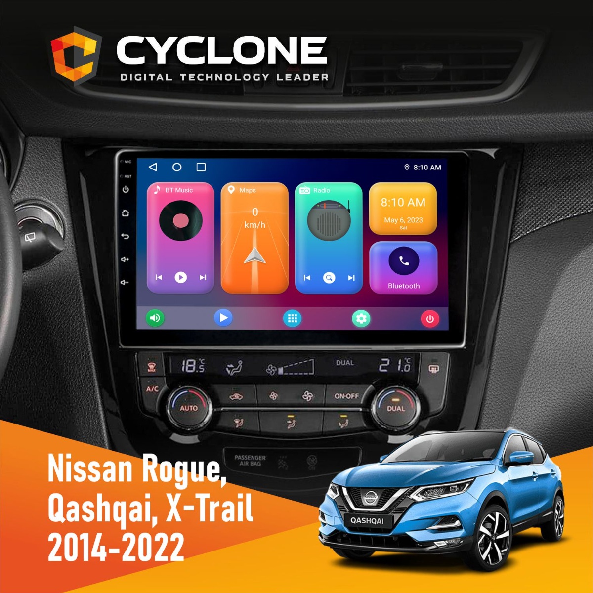 Штатна магнітола Nissan Qashqai, X-Trail 2014 Climate Cyclone C10-001 2x64 CPL Магнітола Nissan Qashqai 2014