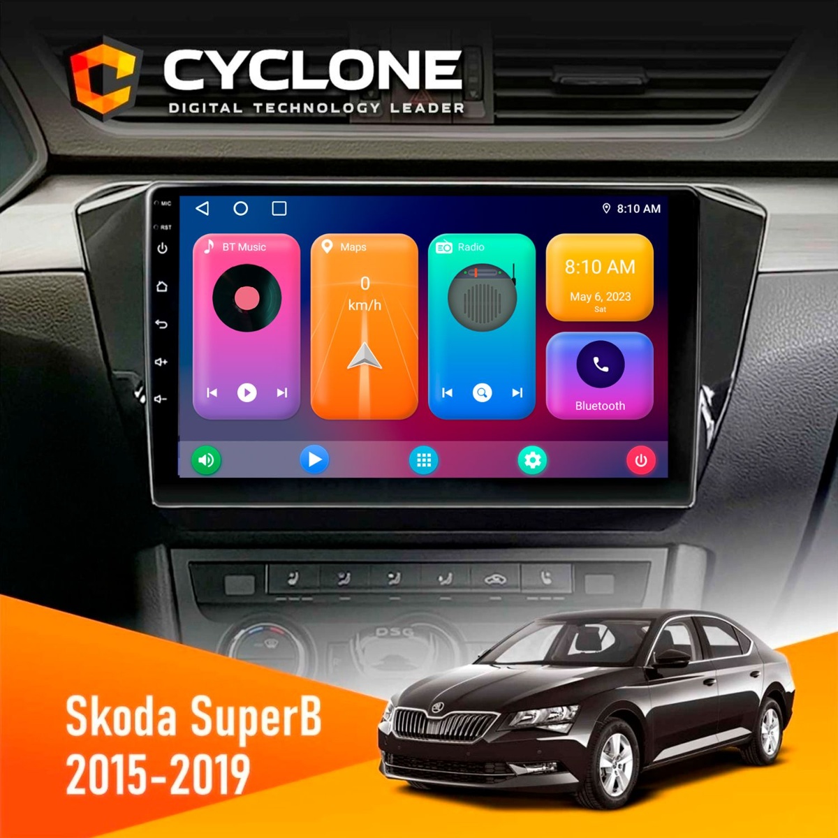 Штатна магнітола Skoda SuperB 2015-2019 Cyclone C10-001 2x64 CPL Магнітола Skoda SuperB 2015 2019