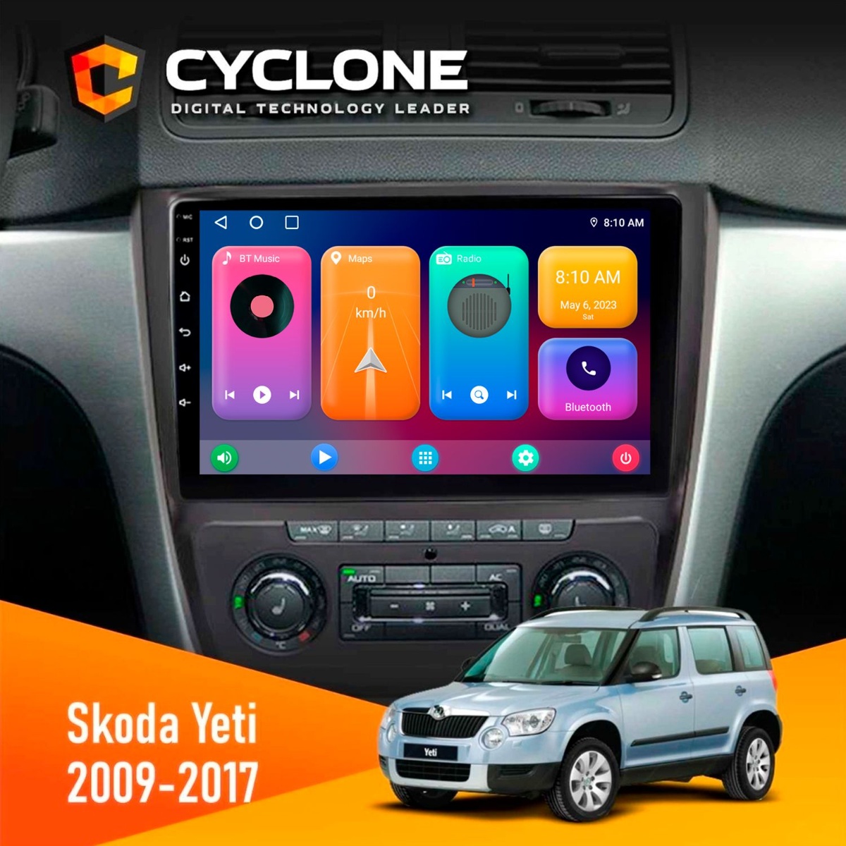 Штатна магнітола Skoda Yeti 2009-2017 Cyclone C10-001 2x64 CPL Магнітола Skoda Yeti 2009 2017
