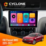 Штатна магнітола Volkswagen Passat NMS 2011-2021 Cyclone C10-001 2x64 CPL в інтер'єрі автомобіля