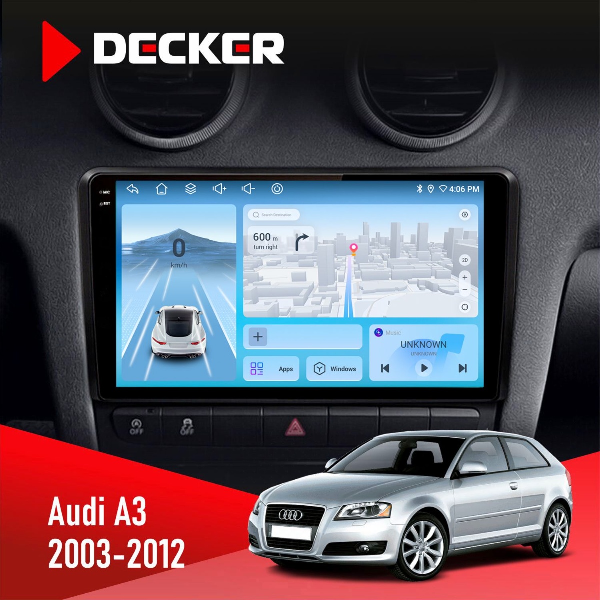 Штатна магнітола Audi A3 2003-2012 Decker D9-010 6x128 DSP 4G 2K Штатна магнітола Audi A3 2003-2012 Decker D9-010 6x128 DSP 4G 2K - Зображення 1