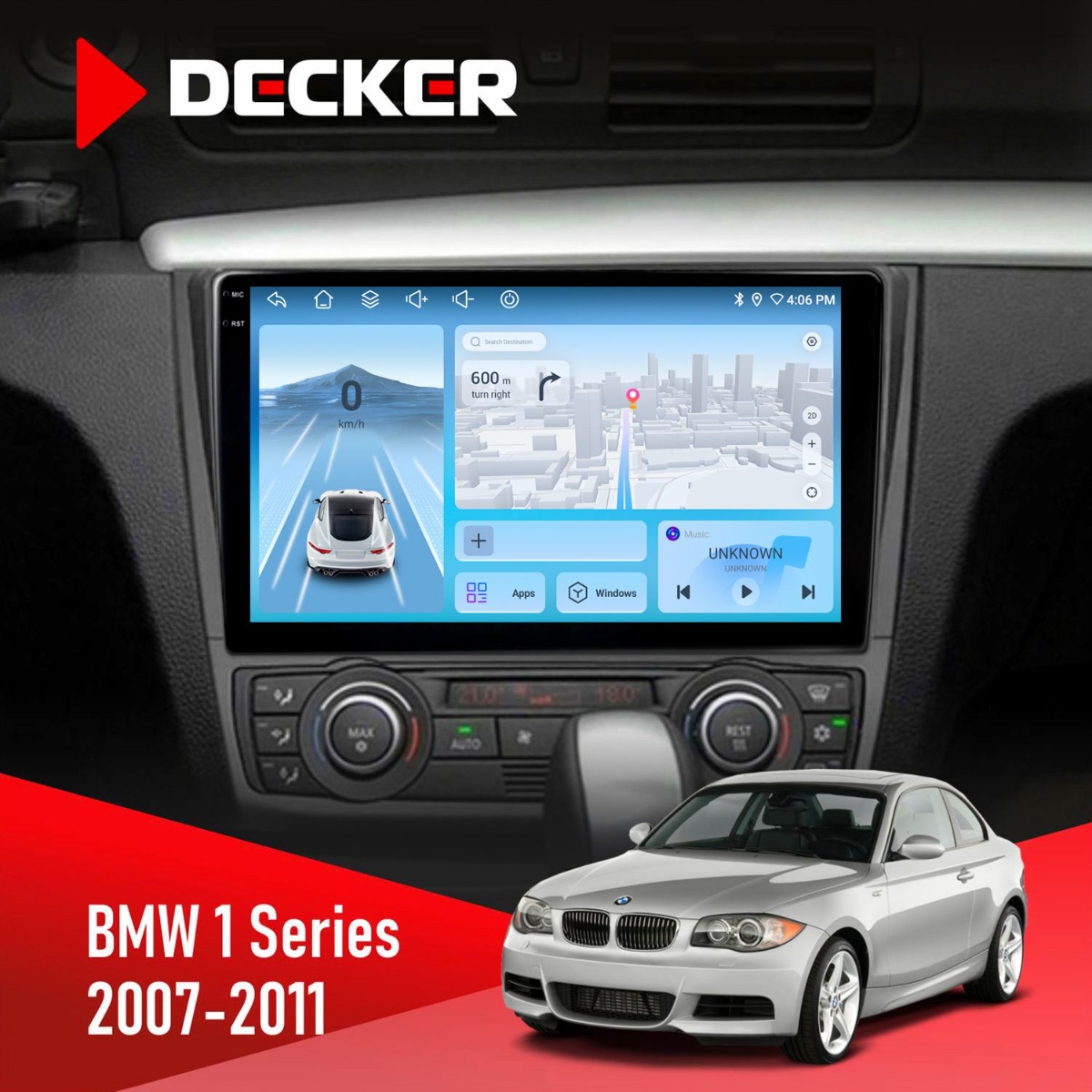 Штатна магнітола BMW 1 Series 2007-2011 Climate Decker D9-010 6x128 DSP 4G 2K Штатна магнітола BMW 1 Series 2007-2011 Climate Decker D9-010 6x128 DSP 4G 2K - Зображення 1