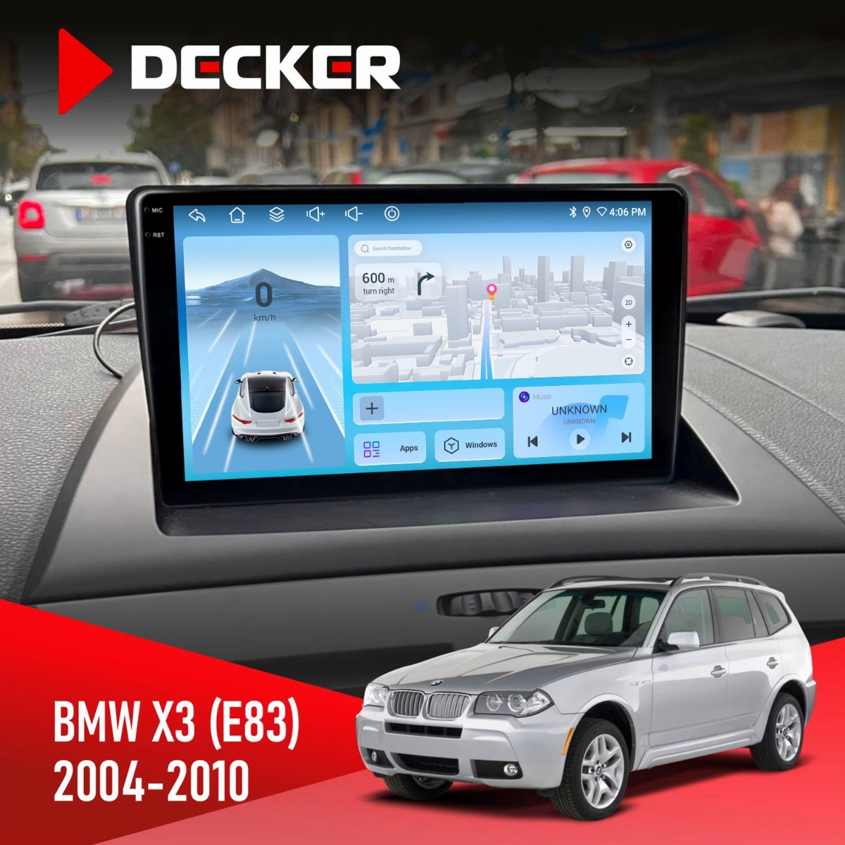 Штатна магнітола BMW X3 (E83) 2004-2010 Decker D9-010 6x128 DSP 4G 2K Штатна магнітола BMW X3 (E83) 2004-2010 Decker D9-010 6x128 DSP 4G 2K - Зображення 1