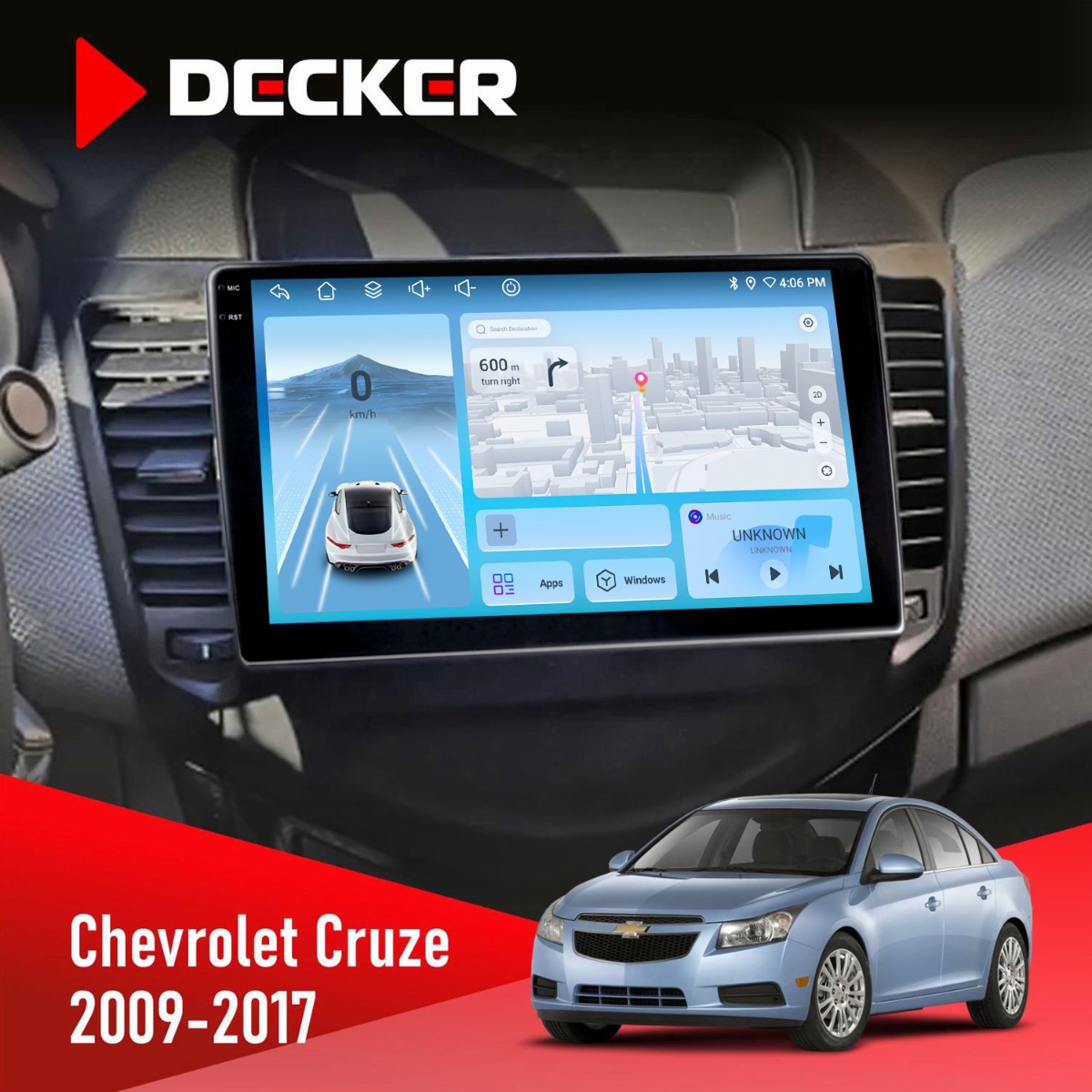 Штатна магнітола Chevrolet Cruze 2009-2018 Decker D9-010 6x128 DSP 4G 2K Штатна магнітола Chevrolet Cruze 2009-2018 Decker D9-010 6x128 DSP 4G 2K - Зображення 1