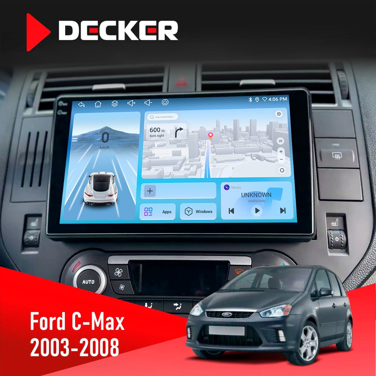 Штатна магнітола Ford C-Max 2003-2008 Decker D9-010 6x128 DSP 4G 2K Штатна магнітола Ford C-Max 2003-2008 Decker D9-010 6x128 DSP 4G 2K - Зображення 1