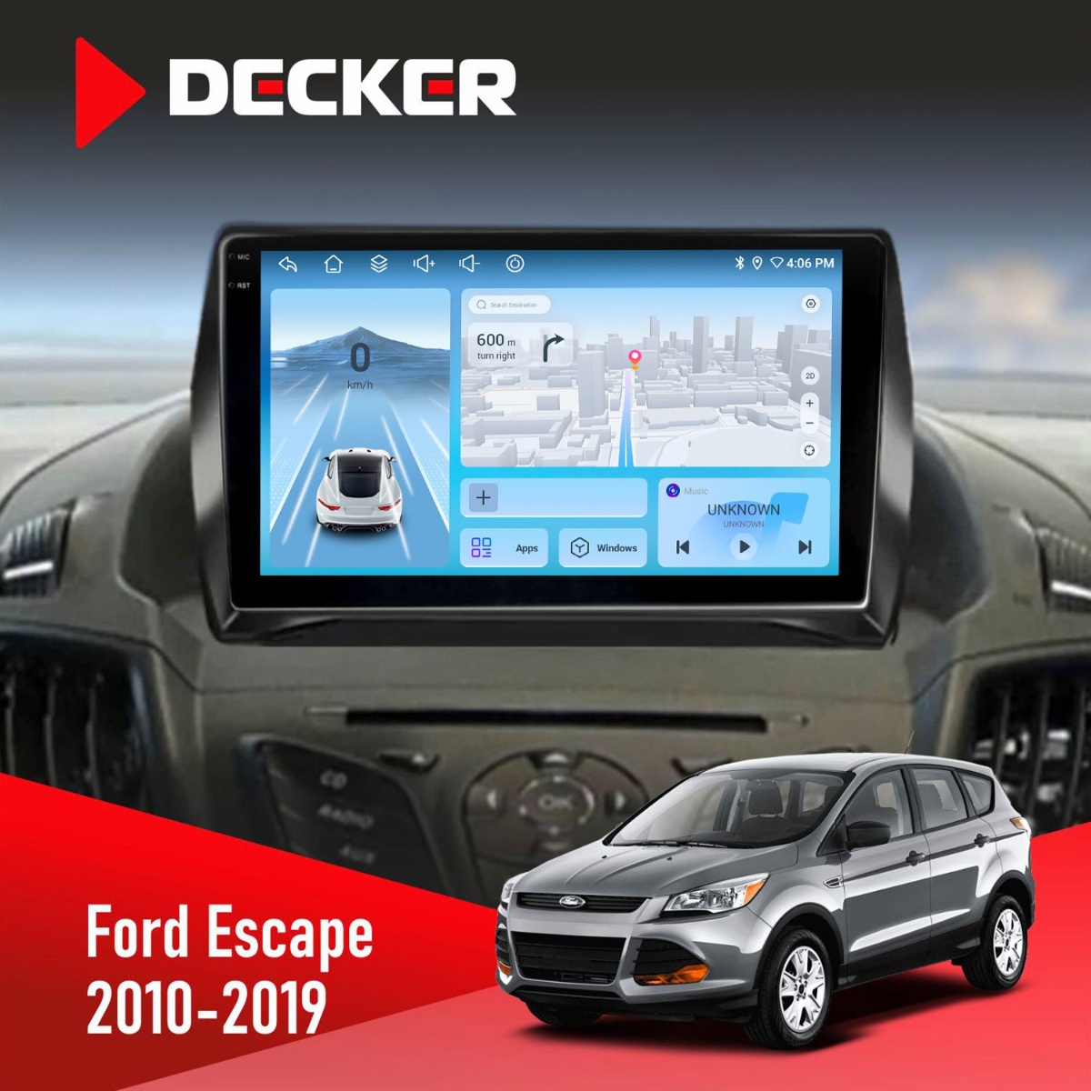 Штатна магнітола Ford Escape 2012-2019 Decker D9-010 6x128 DSP 4G 2K Штатна магнітола Ford Escape 2012-2019 Decker D9-010 6x128 DSP 4G 2K - Зображення 1