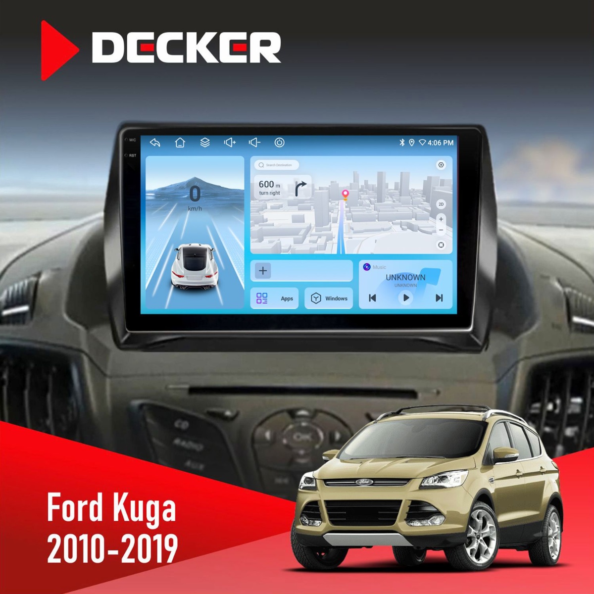 Штатна магнітола Ford Kuga 2013-2019 Decker D9-010 6x128 DSP 4G 2K Штатна магнітола Ford Kuga 2013-2019 Decker D9-010 6x128 DSP 4G 2K - Зображення 1