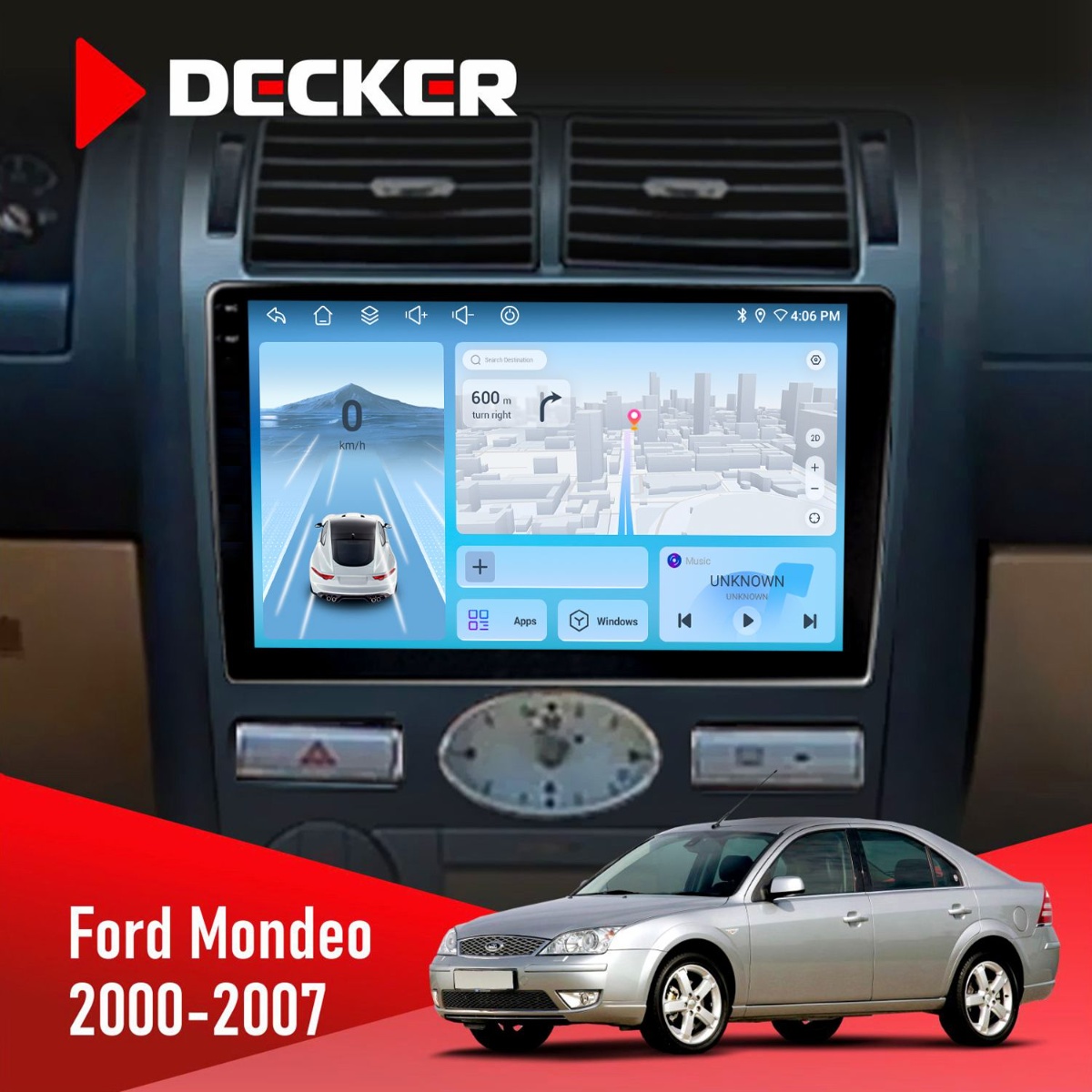 Штатна магнітола Ford Mondeo 2000-2007 Climate Decker D9-010 6x128 DSP 4G 2K Штатна магнітола Ford Mondeo 2000-2007 Climate Decker D9-010 6x128 DSP 4G 2K - Зображення 1