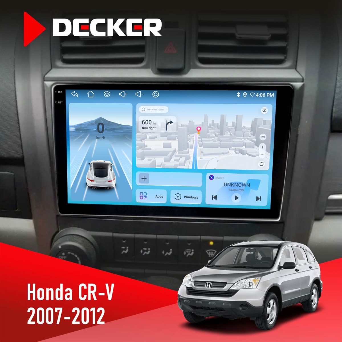 Штатна магнітола Honda CR-V 2007-2012 Decker D9-010 6x128 DSP 4G 2K Штатна магнітола Honda CR-V 2007-2012 Decker D9-010 6x128 DSP 4G 2K - Зображення 1
