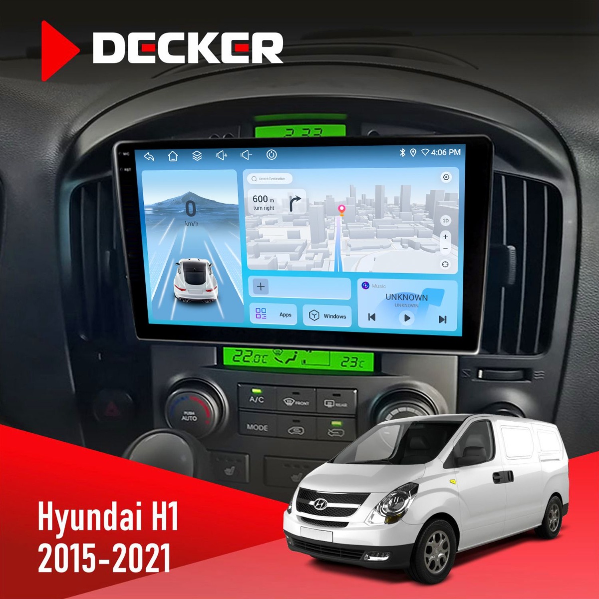 Штатна магнітола Hyundai H-1 2015-2021 Decker D9-010 6x128 DSP 4G 2K Штатна магнітола Hyundai H-1 2015-2021 Decker D9-010 6x128 DSP 4G 2K - Зображення 1