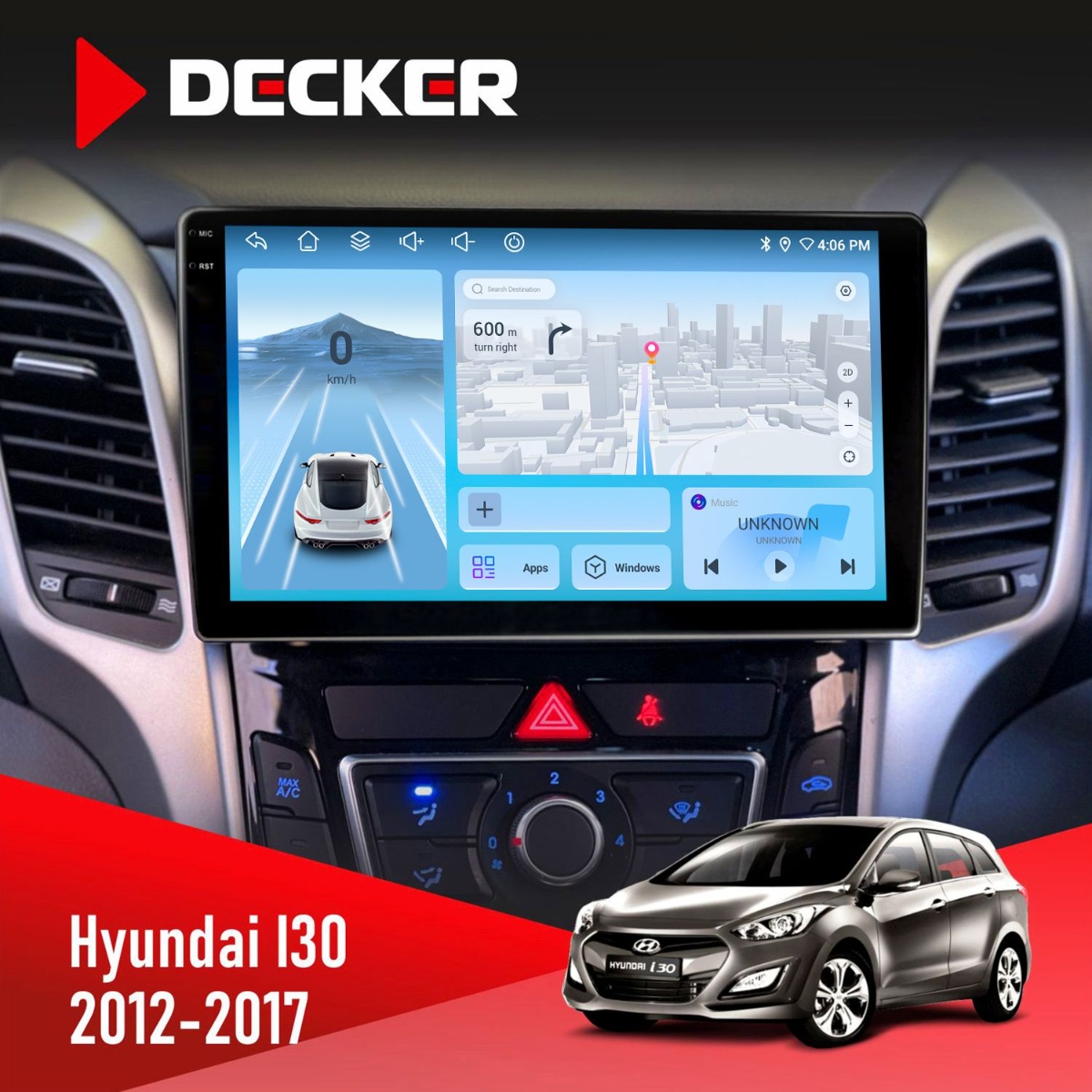 Штатна магнітола Hyundai i30 2012-2017 CAN Decker D9-010 6x128 DSP 4G 2K Штатна магнітола Hyundai i30 2012-2017 CAN Decker D9-010 6x128 DSP 4G 2K - Зображення 1