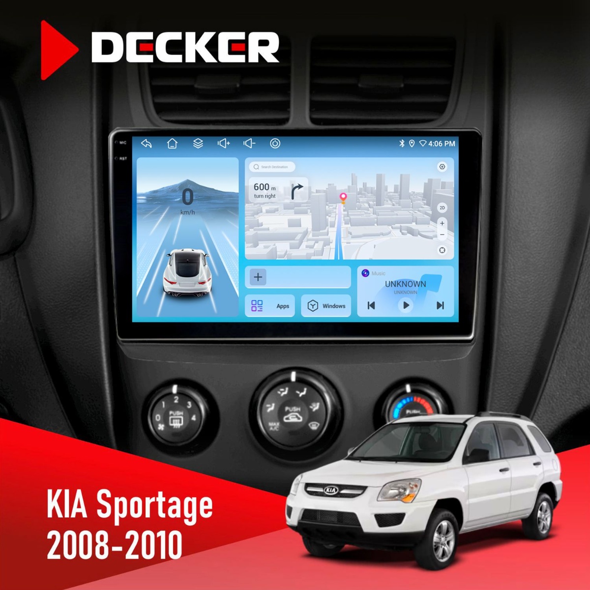 Штатна магнітола KIA Sportage 2008-2010 Decker D9-010 6x128 DSP 4G 2K Штатна магнітола KIA Sportage 2008-2010 Decker D9-010 6x128 DSP 4G 2K - Зображення 1