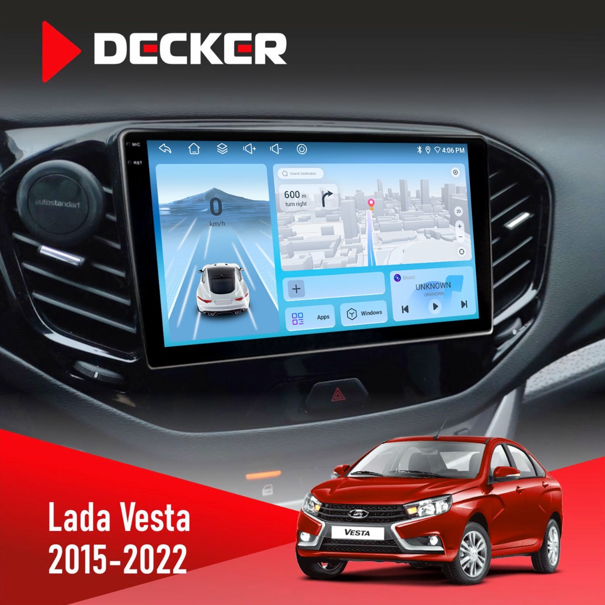 Штатна магнітола Lada Vesta 2015-2022 Decker D9-010 6x128 DSP 4G 2K Штатна магнітола Lada Vesta 2015-2022 Decker D9-010 6x128 DSP 4G 2K - Зображення 1