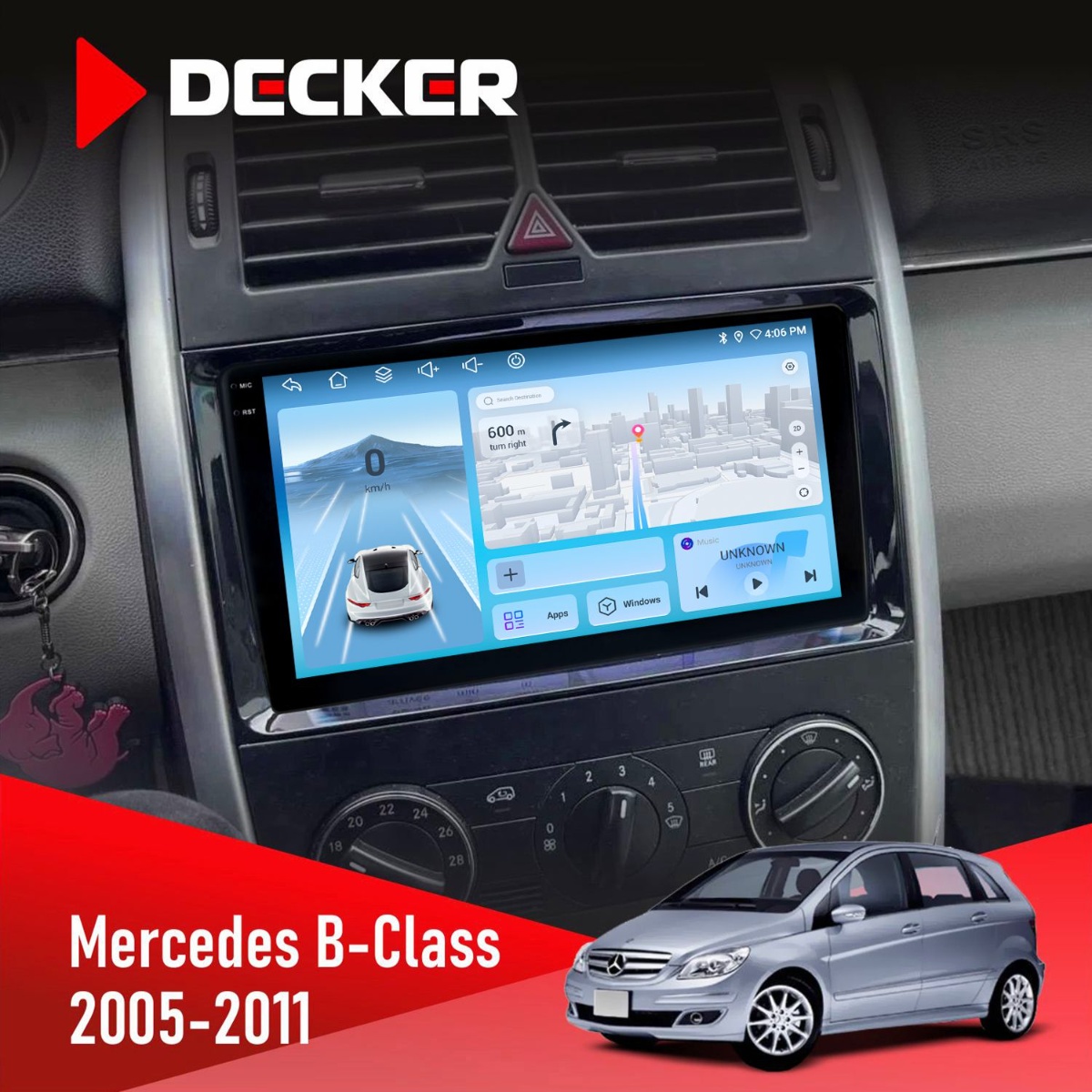 Штатна магнітола Mercedes-Benz B-Class (W245) 2005-2011 Decker D9-010 6x128 DSP 4G 2K Штатна магнітола Mercedes-Benz B-Class (W245) 2005-2011 Decker D9-010 6x128 DSP 4G 2K - Зображення 1