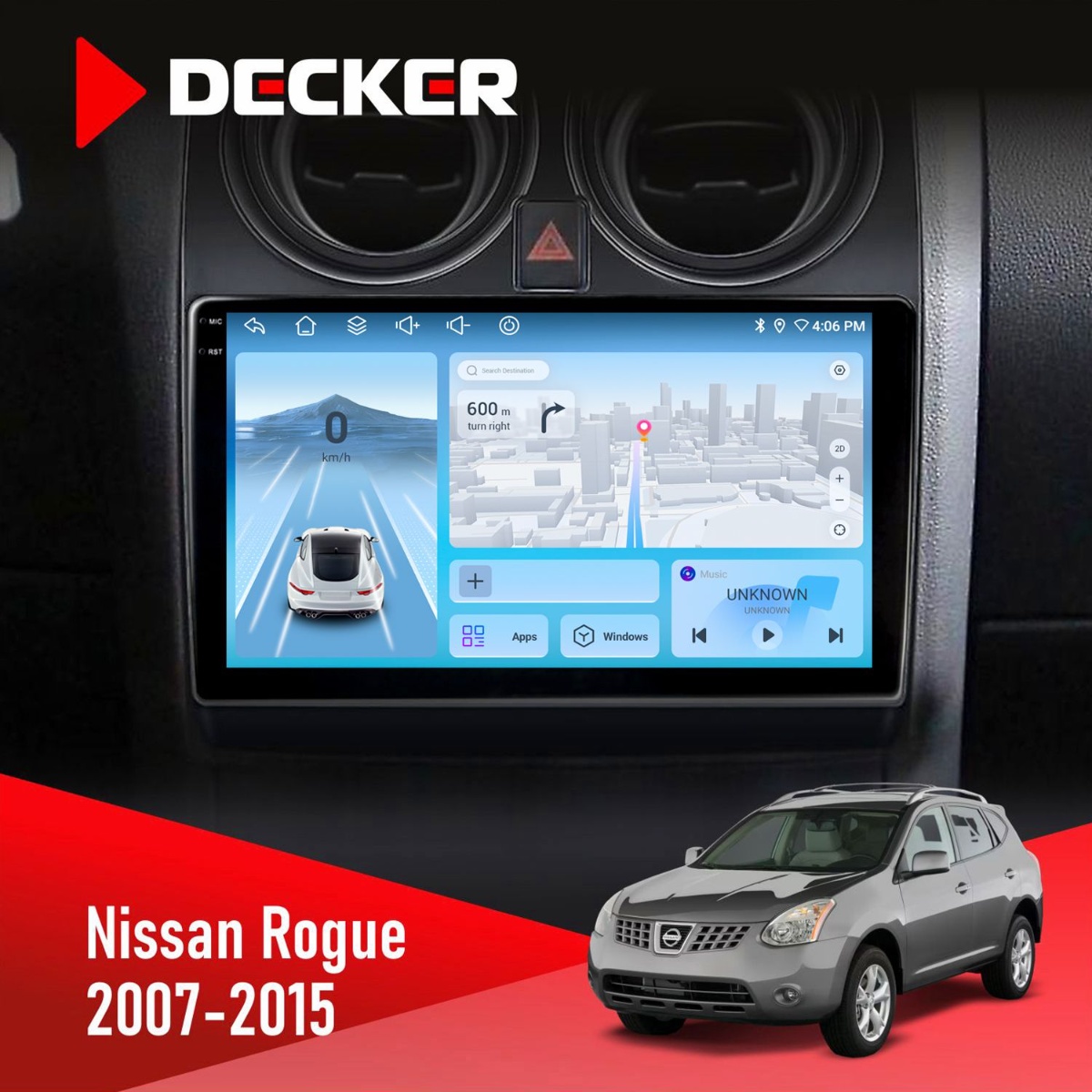 Штатна магнітола Nissan Rogue 2007-2015 Decker D9-010 6x128 DSP 4G 2K Штатна магнітола Nissan Rogue 2007-2015 Decker D9-010 6x128 DSP 4G 2K - Зображення 1