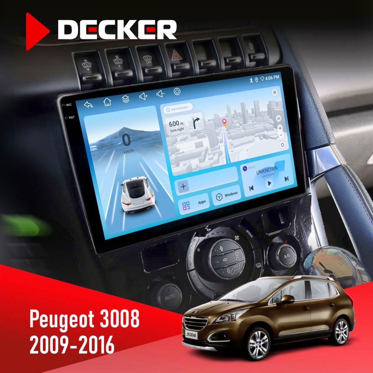 Штатна магнітола Peugeot (3008) 2009-2016 Climate Decker D9-010 6x128 DSP 4G 2K Штатна магнітола Peugeot (3008) 2009-2016 Climate Decker D9-010 6x128 DSP 4G 2K - Зображення 1