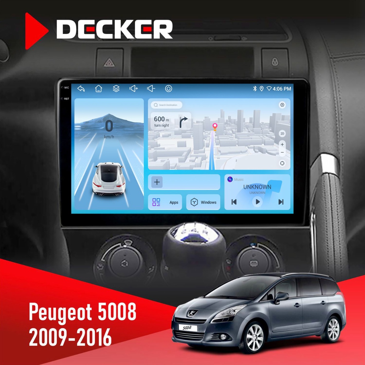 Штатна магнітола Peugeot (5008) 2009-2016 Decker D9-010 6x128 DSP 4G 2K Штатна магнітола Peugeot (5008) 2009-2016 Decker D9-010 6x128 DSP 4G 2K - Зображення 1