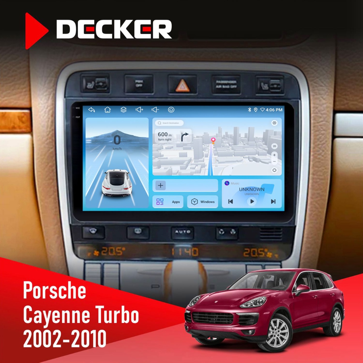 Штатна магнітола Porsche Cayenne Turbo 2002-2010 Decker D9-010 6x128 DSP 4G 2K Штатна магнітола Porsche Cayenne Turbo 2002-2010 Decker D9-010 6x128 DSP 4G 2K - Зображення 1