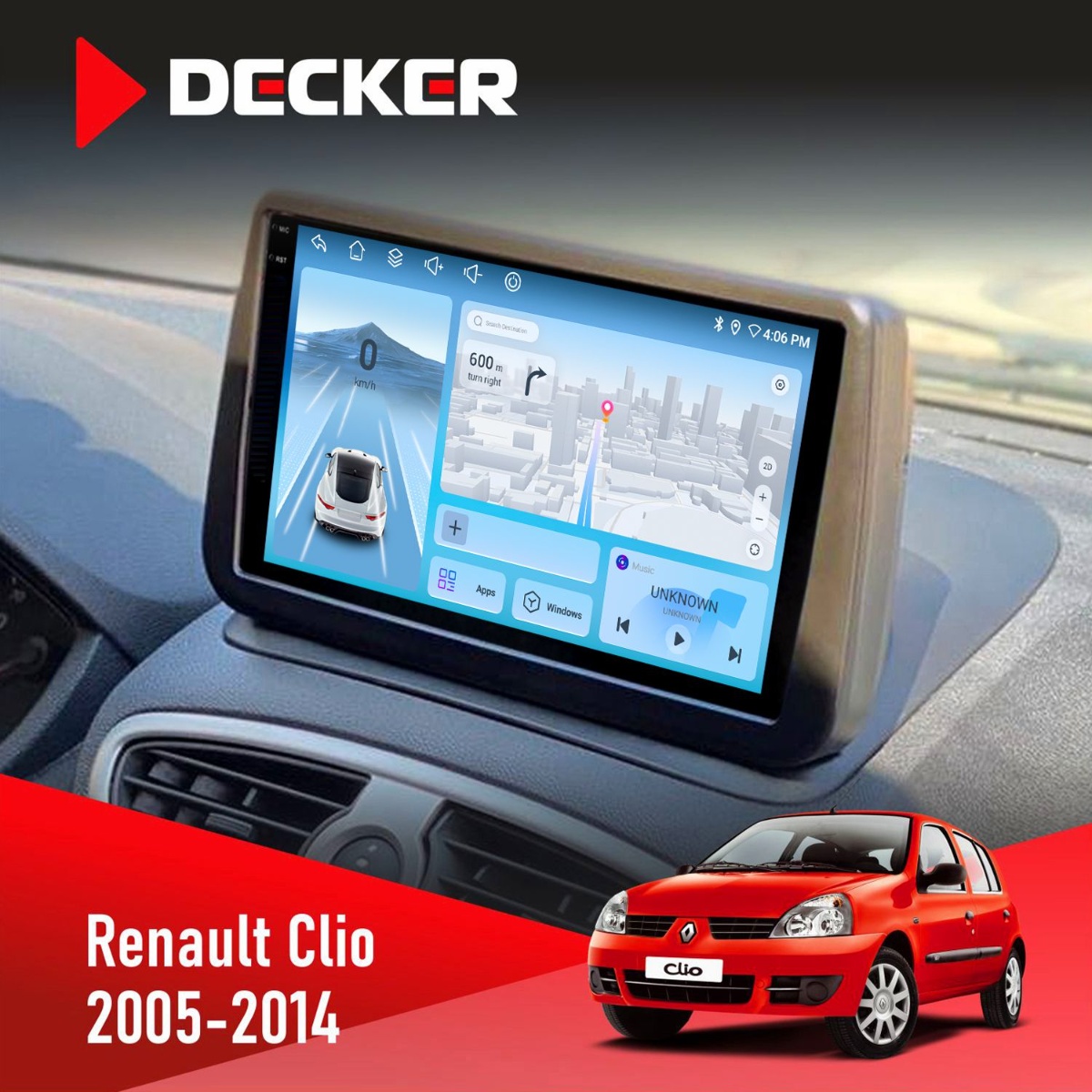 Штатна магнітола Renault Clio 2005-2014 Decker D9-010 6x128 DSP 4G 2K Штатна магнітола Renault Clio 2005-2014 Decker D9-010 6x128 DSP 4G 2K - Зображення 1