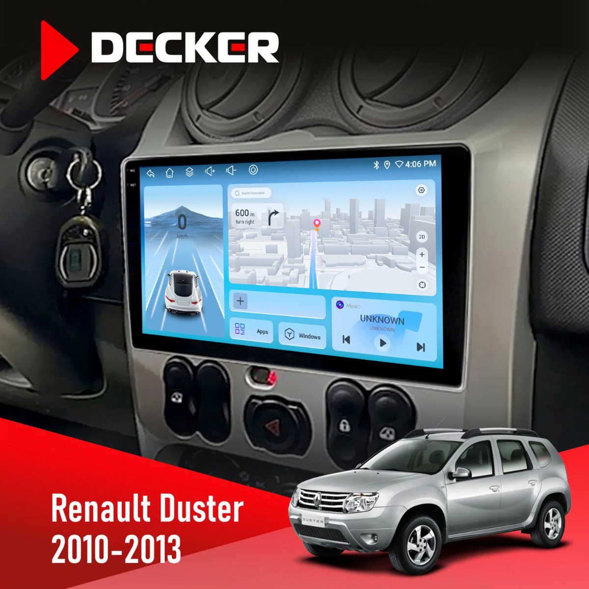 Штатна магнітола Renault Duster 2010-2013 Decker D9-010 6x128 DSP 4G 2K Штатна магнітола Renault Duster 2010-2013 Decker D9-010 6x128 DSP 4G 2K - Зображення 1