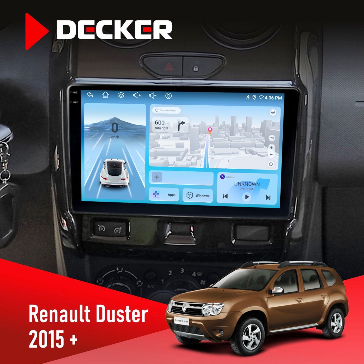 Штатна магнітола Renault Duster 2015-2022 Decker D9-010 6x128 DSP 4G 2K Штатна магнітола Renault Duster 2015-2022 Decker D9-010 6x128 DSP 4G 2K - Зображення 1