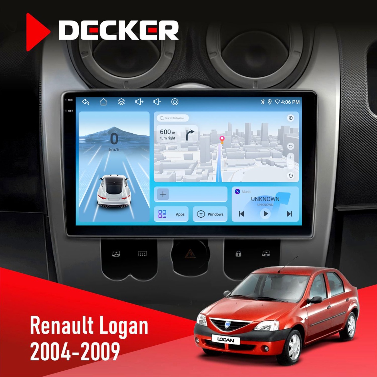 Штатна магнітола Renault Logan 2004-2007 Decker D9-010 6x128 DSP 4G 2K Штатна магнітола Renault Logan 2004-2007 Decker D9-010 6x128 DSP 4G 2K - Зображення 1