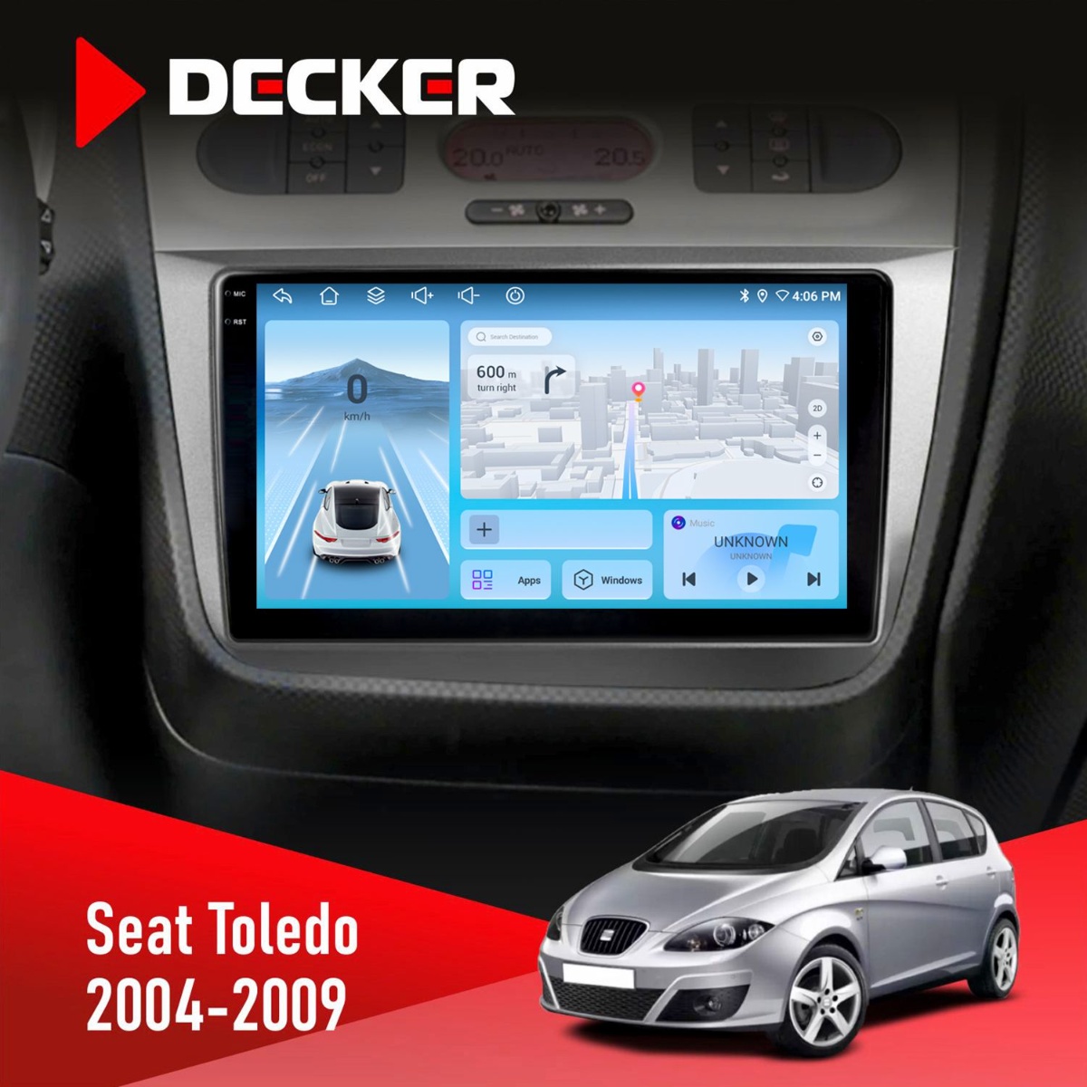 Штатна магнітола Seat Toledo 2004-2009 Decker D9-010 6x128 DSP 4G 2K Штатна магнітола Seat Toledo 2004-2009 Decker D9-010 6x128 DSP 4G 2K - Зображення 1