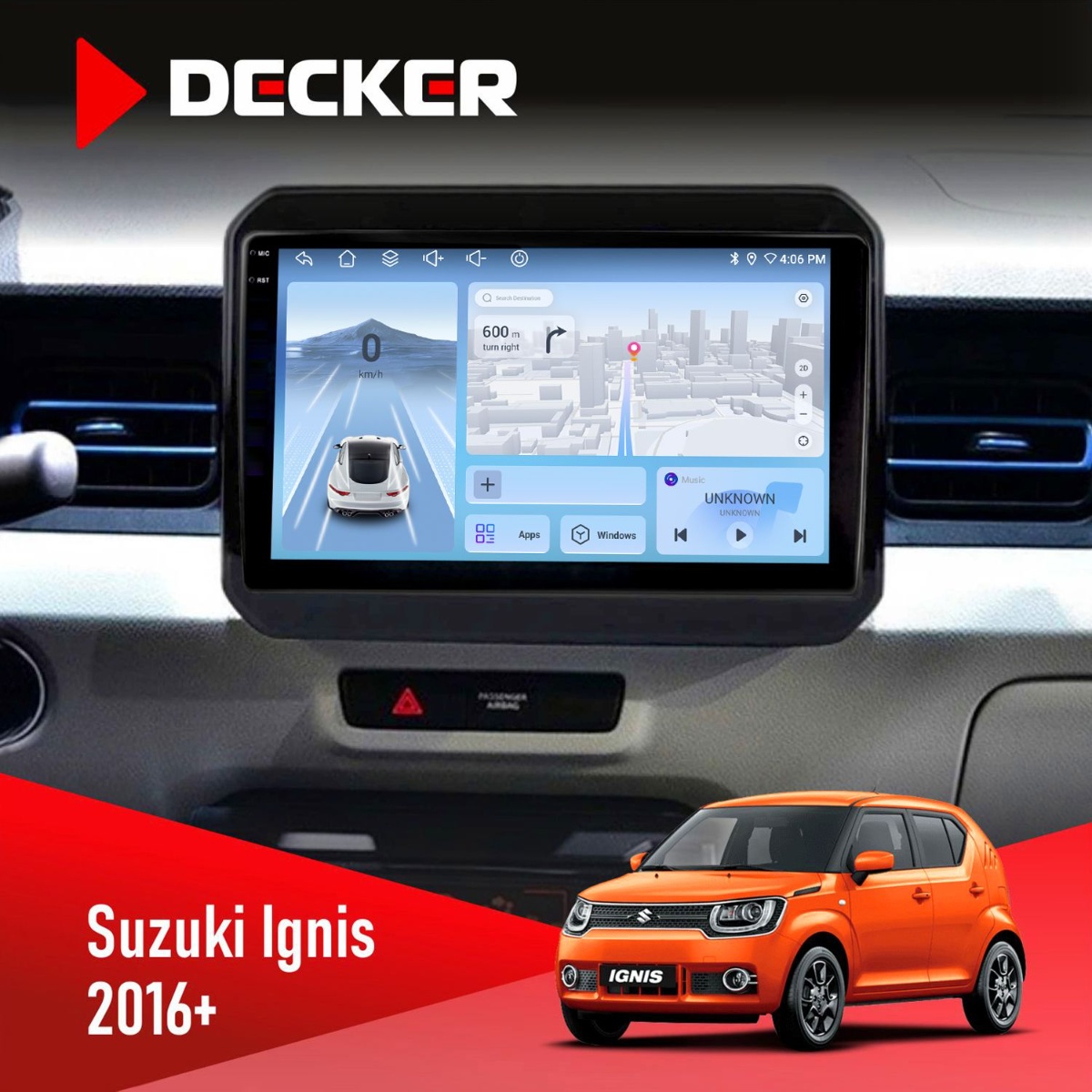 Штатна магнітола Suzuki Ignis 2016 Decker D9-010 6x128 DSP 4G 2K Штатна магнітола Suzuki Ignis 2016 Decker D9-010 6x128 DSP 4G 2K - Зображення 1