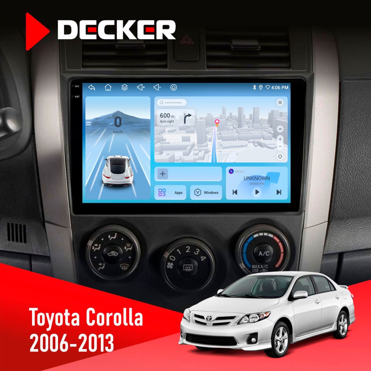 Штатна магнітола Toyota Corolla 2006-2013 Decker D9-010 6x128 DSP 4G 2K Штатна магнітола Toyota Corolla 2006-2013 Decker D9-010 6x128 DSP 4G 2K - Зображення 1
