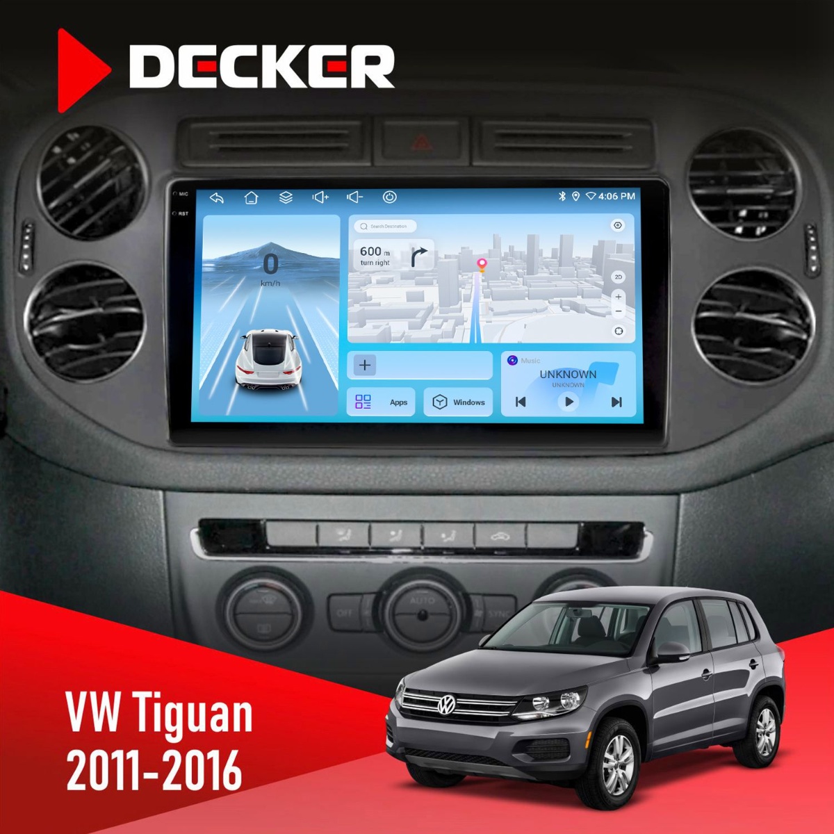 Штатна магнітола Volkswagen Tiguan 2011-2016 Decker D9-010 6x128 DSP 4G 2K Штатна магнітола Volkswagen Tiguan 2011-2016 Decker D9-010 6x128 DSP 4G 2K - Зображення 1
