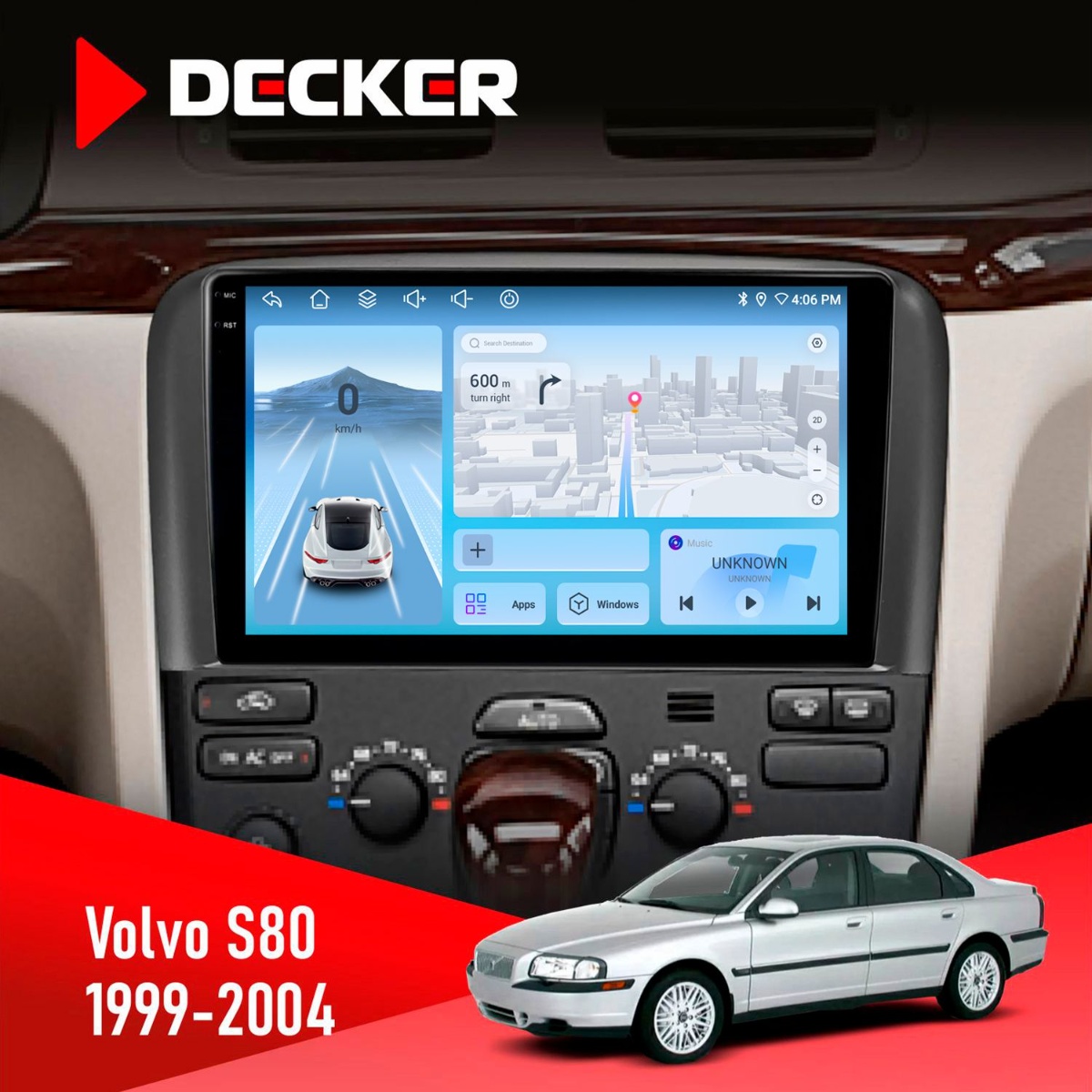 Штатна магнітола Volvo S80 1999-2004 Decker D9-010 6x128 DSP 4G 2K Штатна магнітола Volvo S80 1999-2004 Decker D9-010 6x128 DSP 4G 2K - Зображення 1