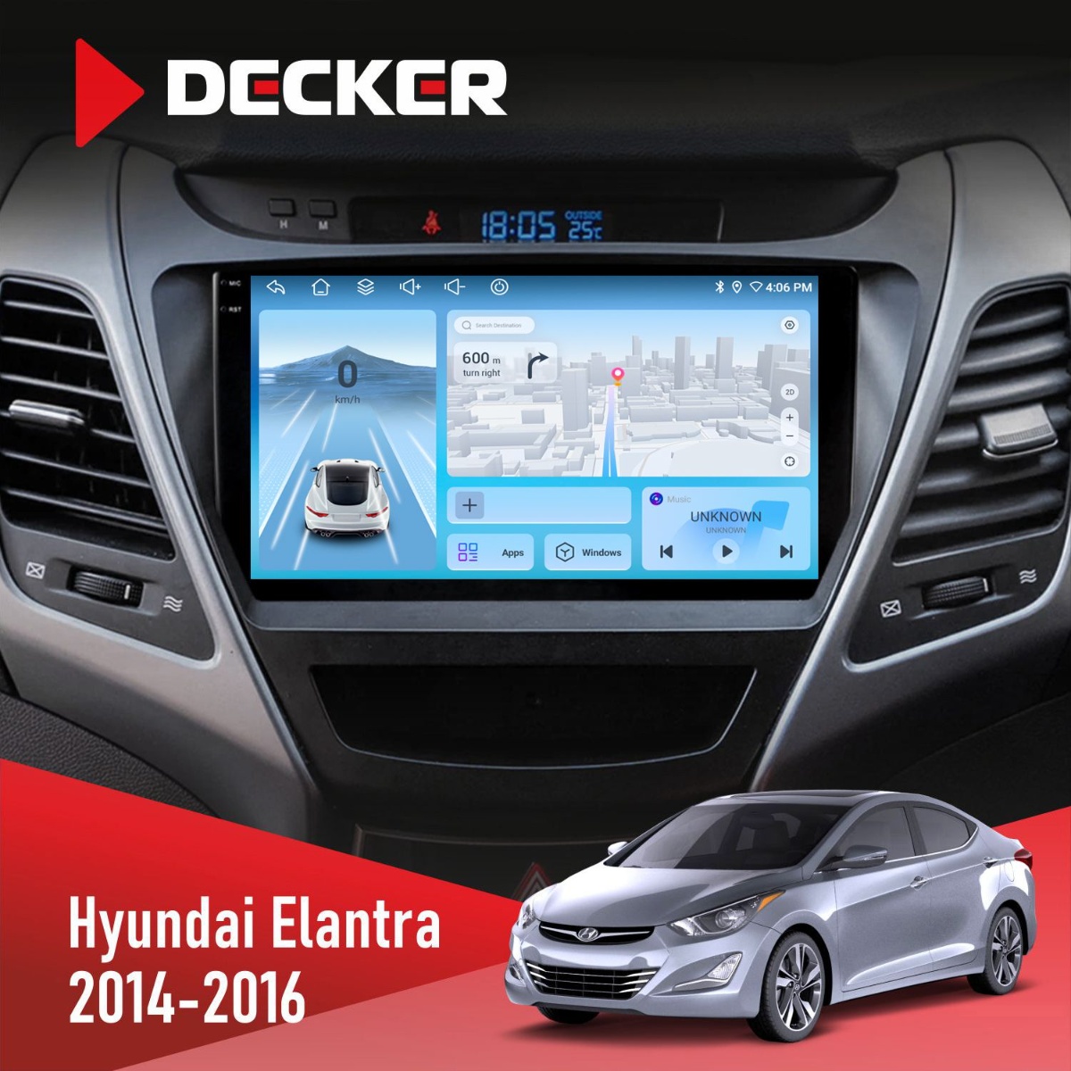 Штатна магнітола Hyundai Elantra 2014-2016 Decker D9-010 6x128 DSP 4G 2K Штатна магнітола Hyundai Elantra 2014-2016 Decker D9-010 6x128 DSP 4G 2K - Зображення 1