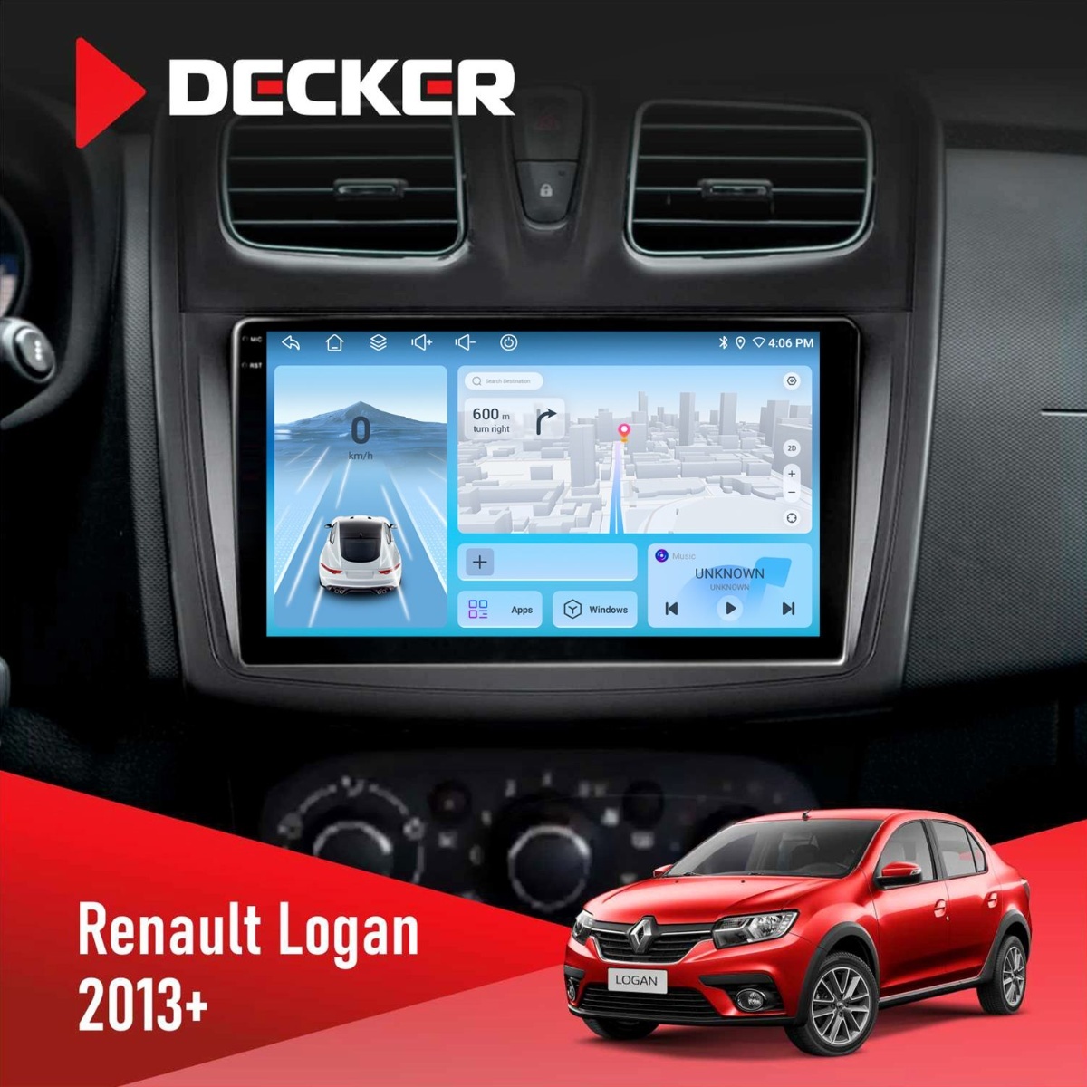 Штатна магнітола Renault Sandero, Logan 2012-2020 Decker D9-010 6x128 DSP 4G 2K Штатна магнітола Renault Sandero, Logan 2012-2020 Decker D9-010 6x128 DSP 4G 2K - Зображення 1