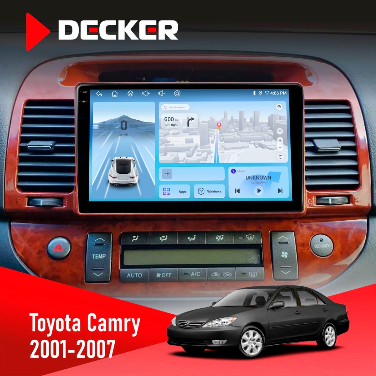 Штатна магнітола Toyota Camry 30 2001-2007 Wood Decker D9-010 6x128 DSP 4G 2K Штатна магнітола Toyota Camry 30 2001-2007 Wood Decker D9-010 6x128 DSP 4G 2K - Зображення 1