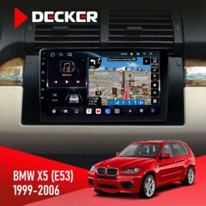 Штатна магнітола BMW X5 E53 Decker D9-011 4x64 DSP 4G 360 встановлена в торпедо автомобіля