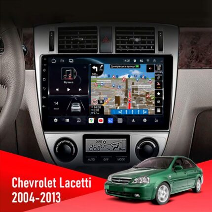 Штатна магнітола Chevrolet Lacetti 2004 2013 Climate Decker D10-011 4x64 DSP 4G 360 встановлена на панелі автомобіля
